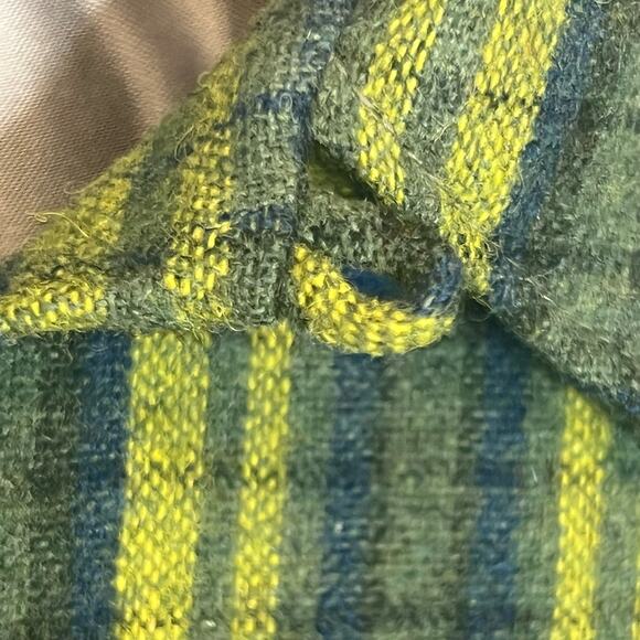 Vintage 60s JB Hunter Mens Size XL Green Yellow Wool Plaid Shirt Button Front - Picture 5 of 7